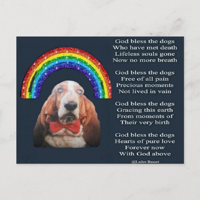 Poème Carte Postale Dieu Bénisse Les Chiens (Devant)