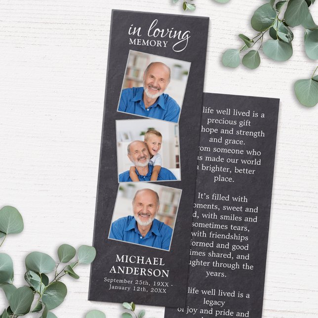 Poème commémoratif 3 Photo Signet de prière funéra (Créateur téléchargé)