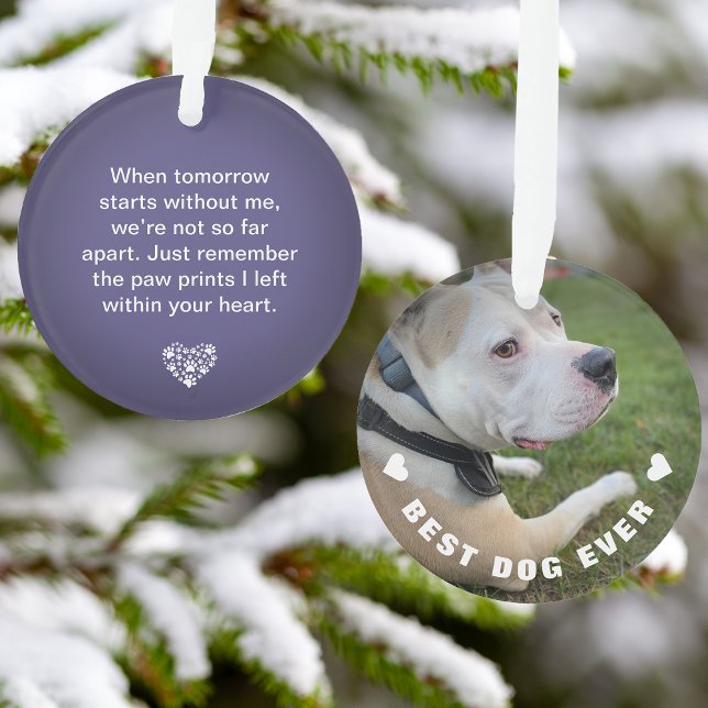 Poème de chien animal de compagnie photo Purple Me (Dog Pet Poem Photo Purple Memorial Keepsake Ornament)