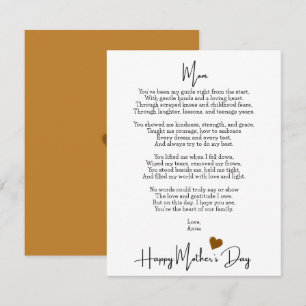 Poème de coeur pour maman Carte de fête des mères 