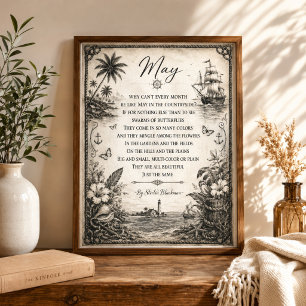 Poème de mai Art mural nautique vintage