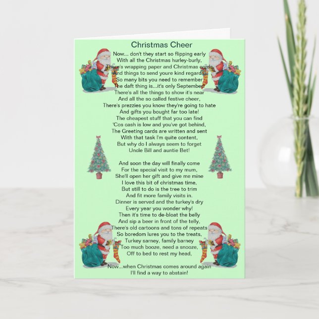 poème de Noël humoristique père Noël et carte d'ar (Devant)