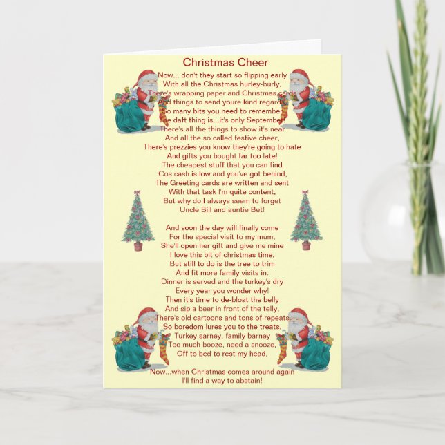poème de Noël père Noël et carte d'arbre de Noël (Devant)
