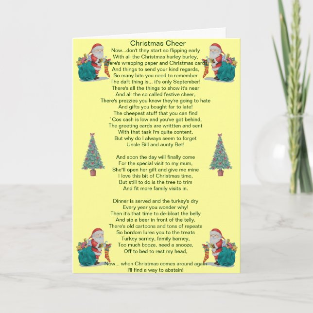 poème de Noël père Noël et carte d'arbre de Noël (Devant)