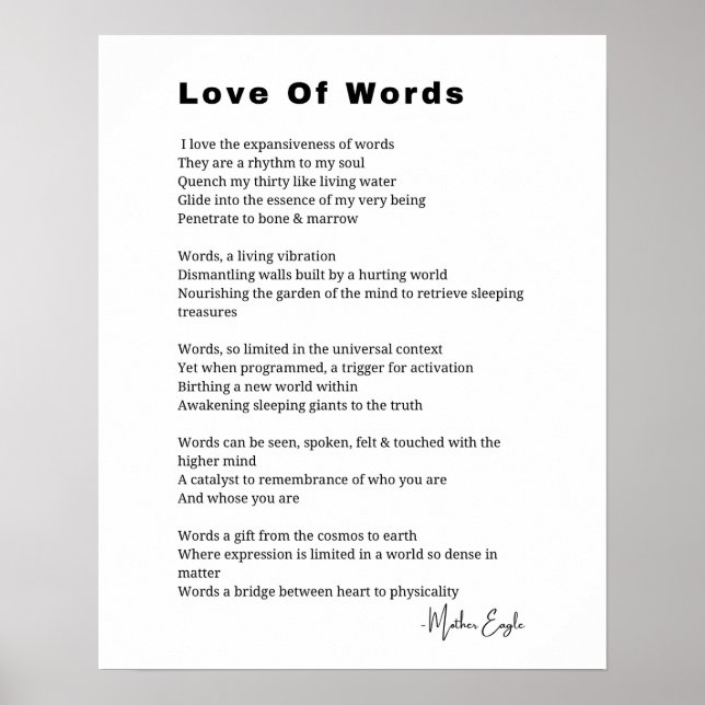 Poème de poésie Love Of Words poster (Devant)