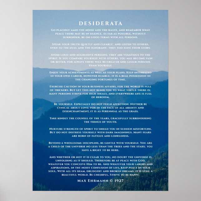 Poème Desiderata Poster Misty Mountain (Devant)