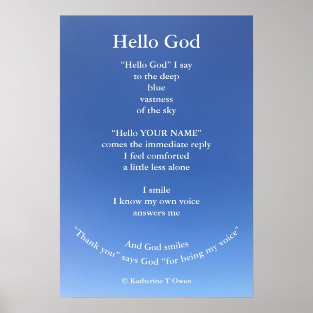 Poème Inspirationnel, Bonjour Dieu, Poster Spiritu (Devant)