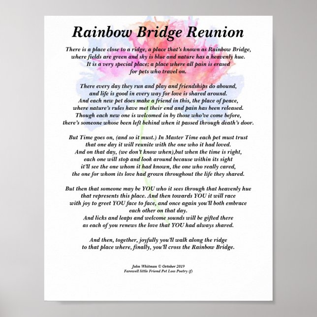 Poème : Réunion de Rainbow Bridge, FL, Poster Matt (Devant)
