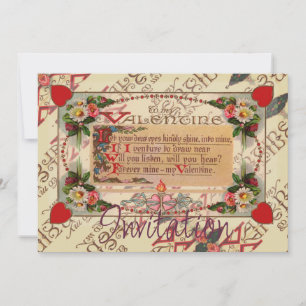 Poème Saint Valentin Avec Invitation Fleurs