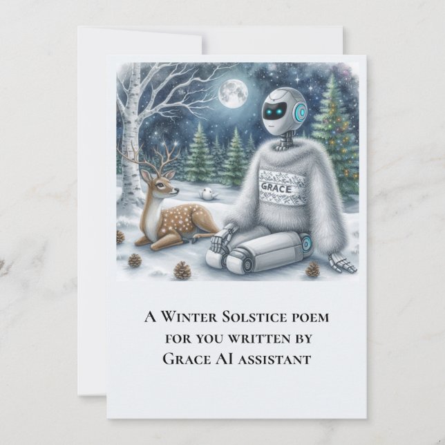 Poème Solstice d'hiver par Grace AI Robot Carte Pl (Devant)