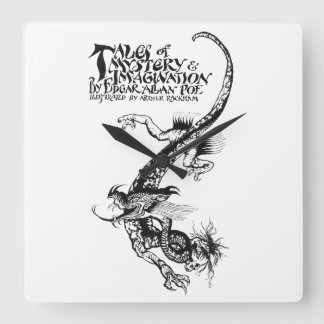 Poes Geschichten über Mystery & Imagination Dragon Quadratische Wanduhr