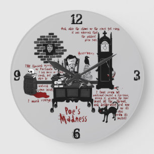'Poe's Madness' (Version 2) Clock Große Wanduhr