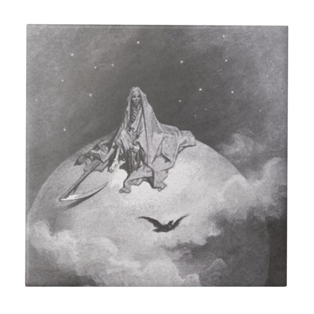 Poe's Raven Dreaming Dreams Print Fliese (Vorderseite)