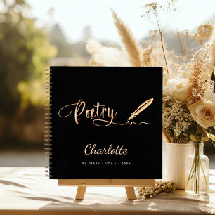 Poesie Black Gold elegante Drehname Notizbuch