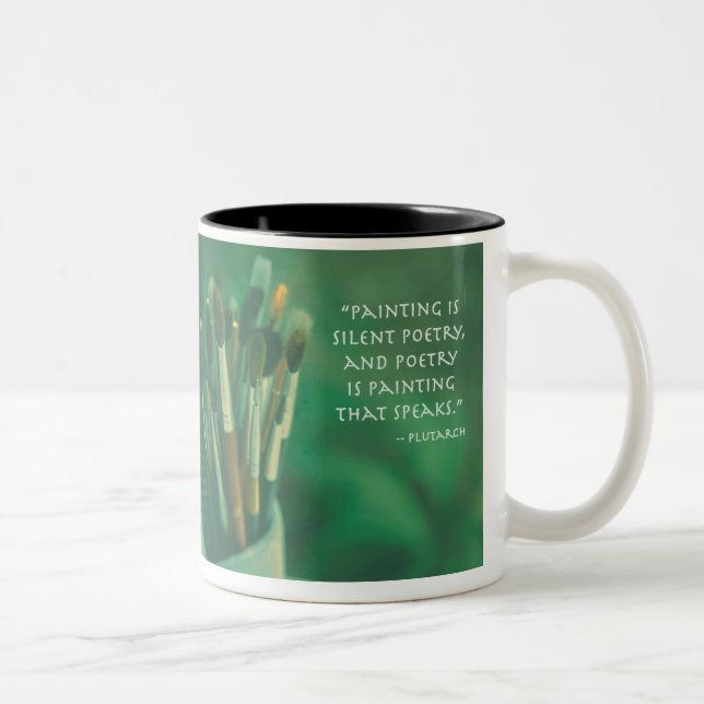 Poesie, die Plutarch Zitat-Tasse spricht Zweifarbige Tasse (Rechts)