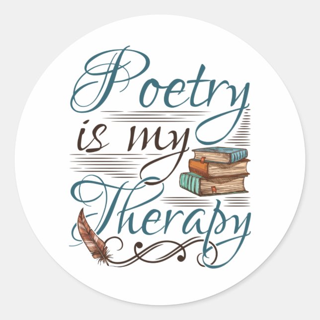 Poesie ist mein Therapiepoet Poem Writer Runder Aufkleber (Vorderseite)