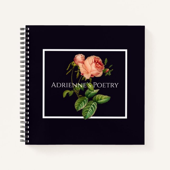 Poesie Journal mit Vintag rosa Rose Notizbuch (Vorderseite)