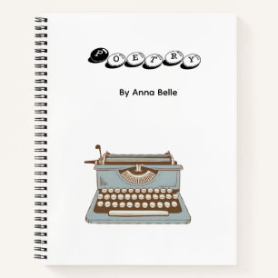 Poesie-Notebook mit Schreibmaschine und personalis Notizbuch