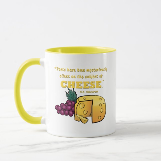 Poesie und Käse - Chesterton Zitat Tasse (Links)