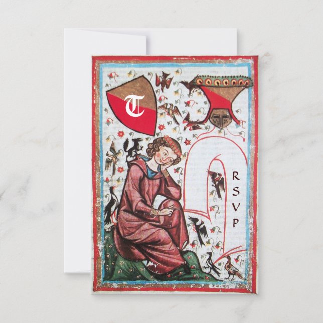 POET IM GARTEN DES VÖGELMONOGRAMM-uAwg Einladung (Vorderseite)