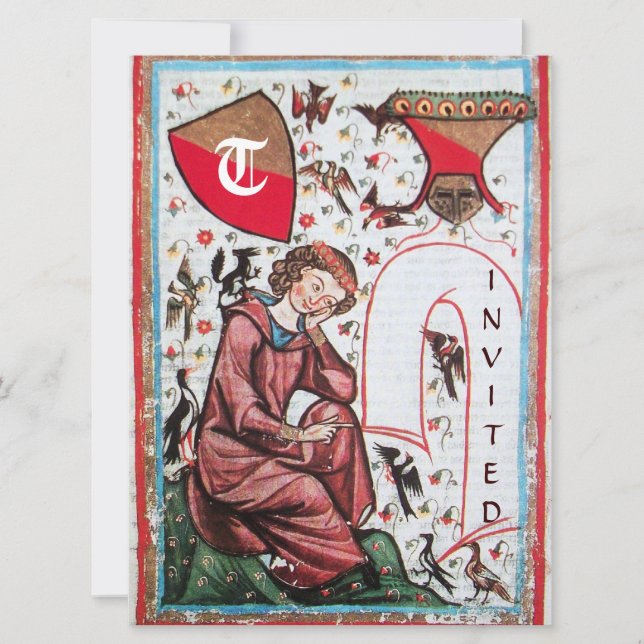 POET IM GARTEN DES VÖGELMONOGRAMS EINLADUNG (Vorderseite)