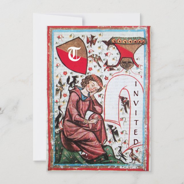 POET IM GARTEN DES VÖGELMONOGRAMS EINLADUNG (Vorderseite)