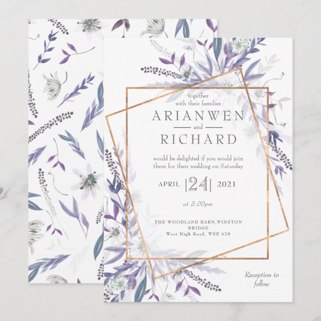 Poeten Gartengeometrie Einladung (Vorne/Hinten)