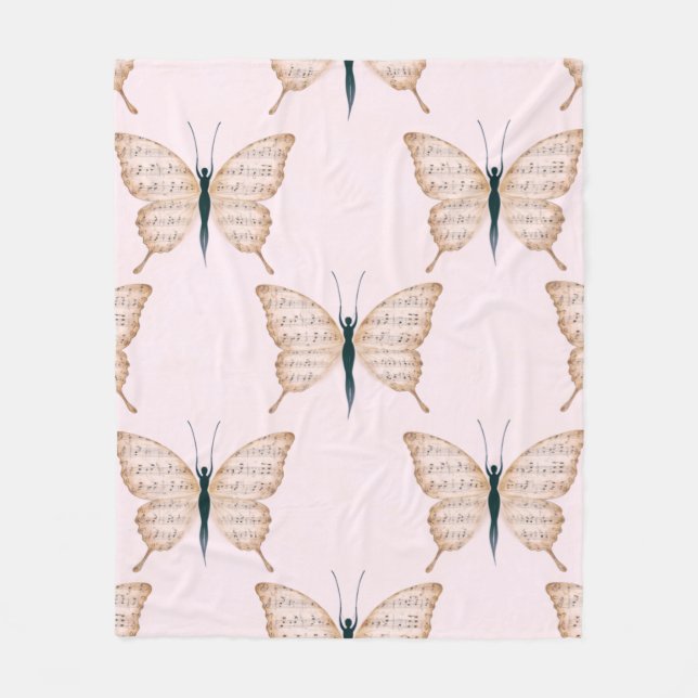 Poetic Butterfly Form Pink Fleecedecke (Vorderseite)