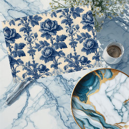 Poetic Roses French Toile Floral Blue Historic  Seidenpapier