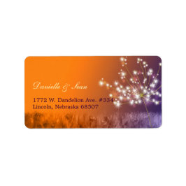 Poetic Twilight Dandelion Wedding Address Adressaufkleber