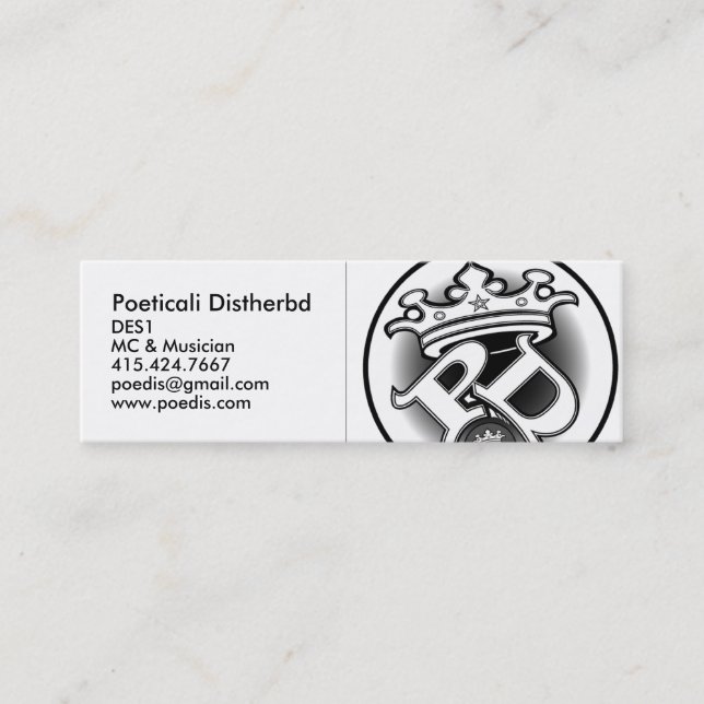 Poeticali Distherbd, Lux-Karte Mini Visitenkarte (Vorderseite)