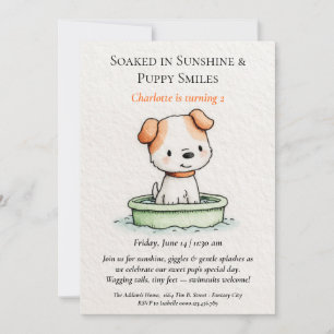 Poetische und Minimalistische Puppy Pool-Party Ein Einladung