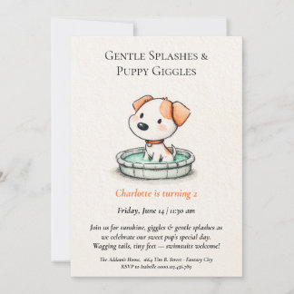 Poetische und Minimalistische Puppy Pool-Party Ein Einladung