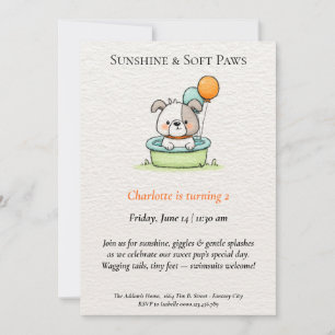 Poetische und Minimalistische Puppy Pool-Party Ein Einladung