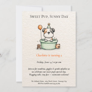 Poetische und Minimalistische Puppy Pool-Party Ein Einladung