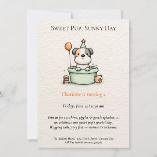 Poetische und Minimalistische Puppy Pool-Party Ein Einladung