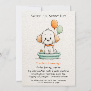Poetische und Minimalistische Puppy Pool-Party Ein Einladung