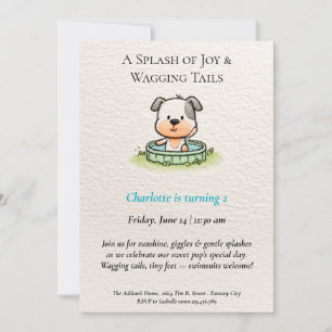Poetische und Minimalistische Puppy Pool-Party Ein Einladung