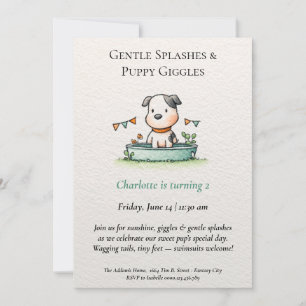 Poetische und Minimalistische Puppy Pool-Party Ein Einladung