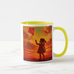 Poetischer, farbiger Mug, Drachen am Drachen. Tasse