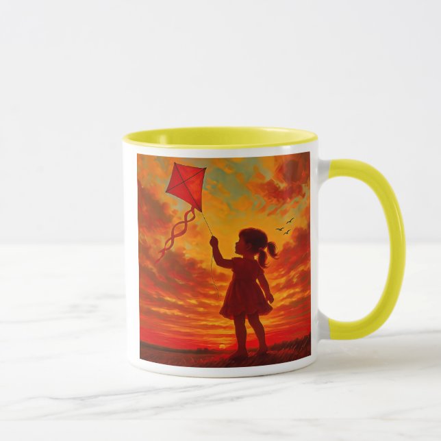 Poetischer, farbiger Mug, Drachen am Drachen. Tasse (Rechts)