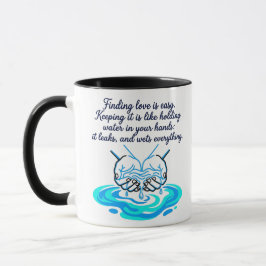 Poetisches Beziehungszitat & Hände-Illustration Tasse