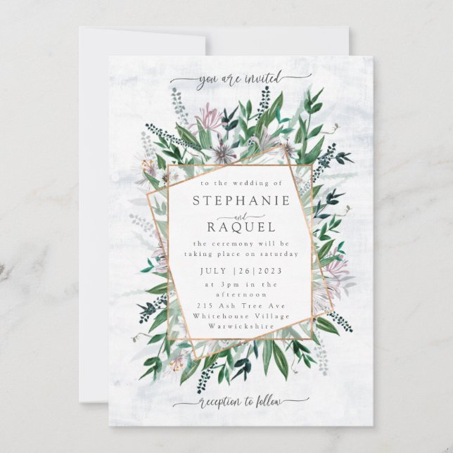 Poets Garden Wilde Blume Aquarell Blumenbouque Einladung (Vorderseite)