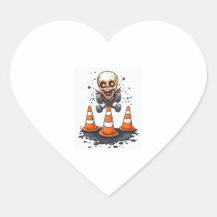 Pogo Bones � Crazy Skeleton unterwegs Herz-Aufkleber