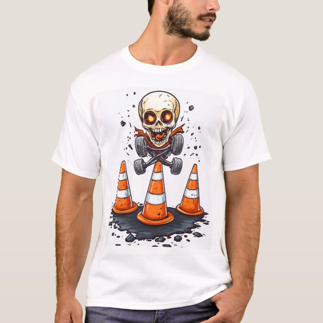Pogo Bones � Verrücktes Skelett in Bewegung T-Shirt (Vorderseite)