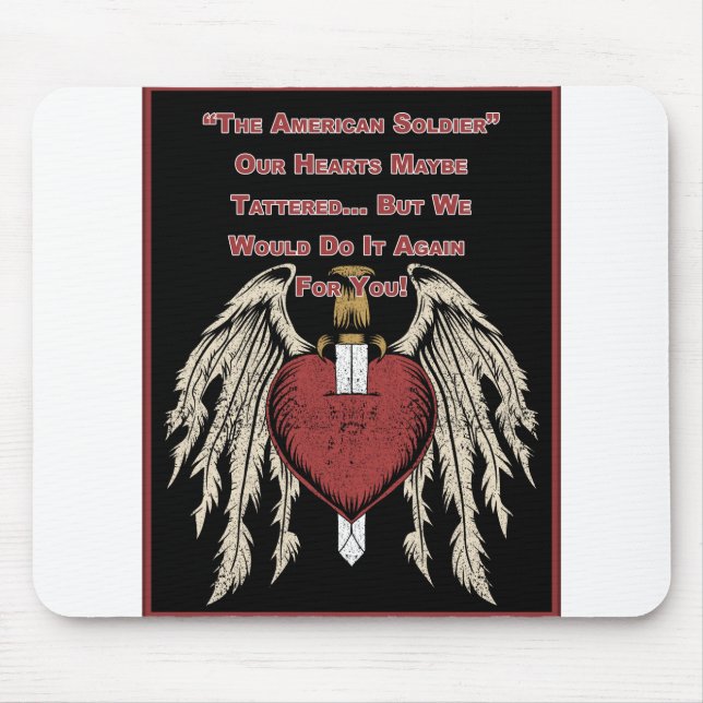 Poigne amerikanische Soldatin Tattered Hearts Mousepad (Vorne)