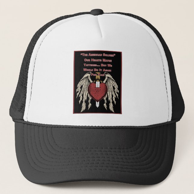 Poigne amerikanische Soldatin Tattered Hearts Truckerkappe (Vorderseite)