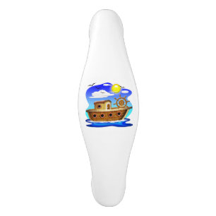 Poignée De Porte En Céramique Bateau de pêche dessin animé