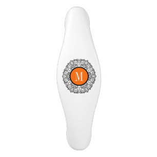 Poignée De Porte En Céramique Monogramme Orange Et Flèches Noires Cercle