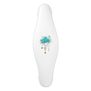 Poignée De Porte En Céramique Roses turquoise avec touches